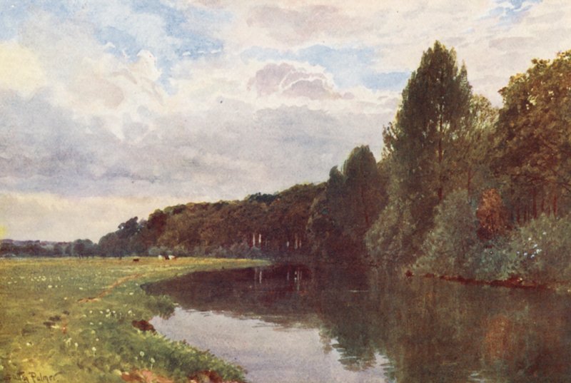 Floden Wey, nær Ripley (farvelitografi) af Harold Sutton Palmer