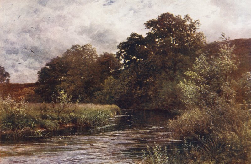 Wey ved Hankley Common, nær Tilford (farvelitografi) af Harold Sutton Palmer