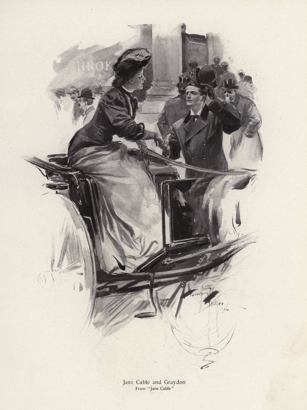 Karakterer Jane Cable og Graydon fra romanen Jane Cable, af George Barr McCutcheon (litho) af Harrison Fisher