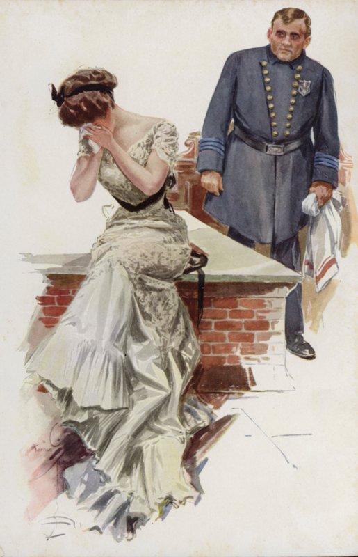 Illustration til When a Man Marries af Mary Roberts Rinehart (farve litho) af Harrison Fisher