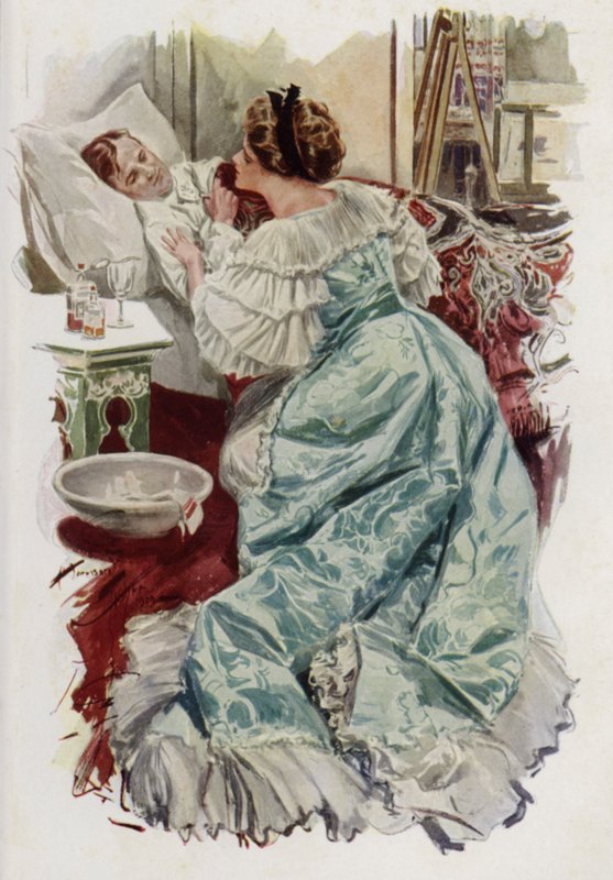 Illustration til "When a Man Marries" af Mary Roberts Rinehart (farve litografi) af Harrison Fisher