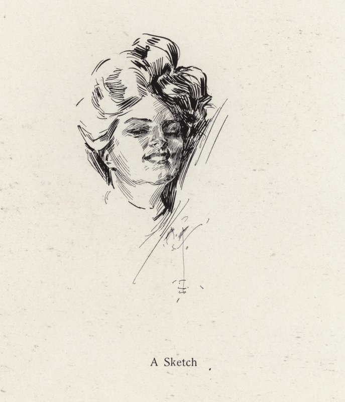 Pen skitse portræt af en kvinde (litho) af Harrison Fisher