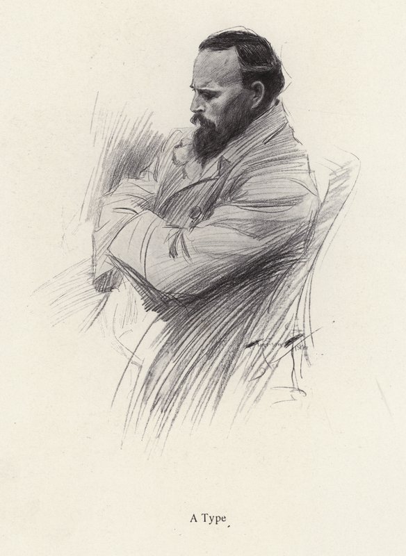 Portræt af en siddende mand (litho) af Harrison Fisher