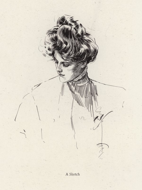 Portræt af en kvinde (litho) af Harrison Fisher