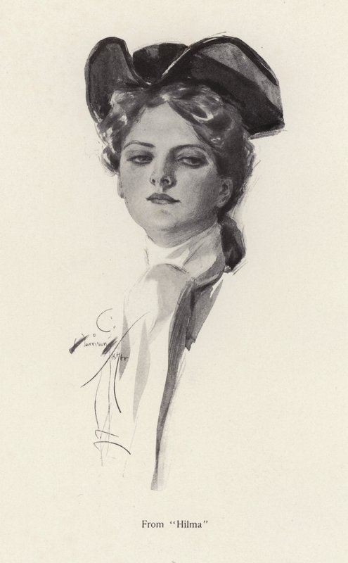 Portræt af en kvinde, en karakter fra Hilma (litho) af Harrison Fisher