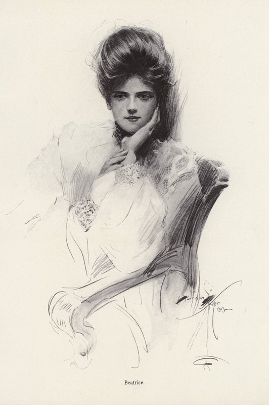 Portræt af en kvinde ved navn Beatrice (litho) af Harrison Fisher