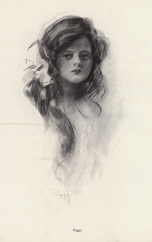 Portræt af en ung pige ved navn Peggy (litho) af Harrison Fisher