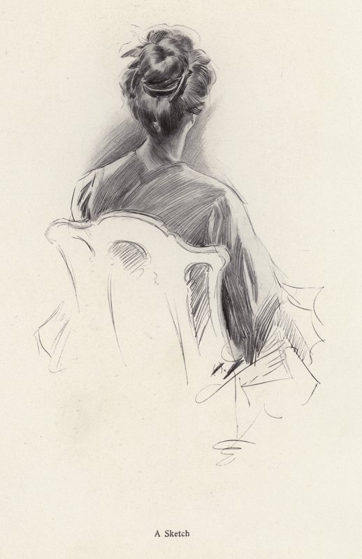 Bagfra portræt af en kvinde (litho) af Harrison Fisher