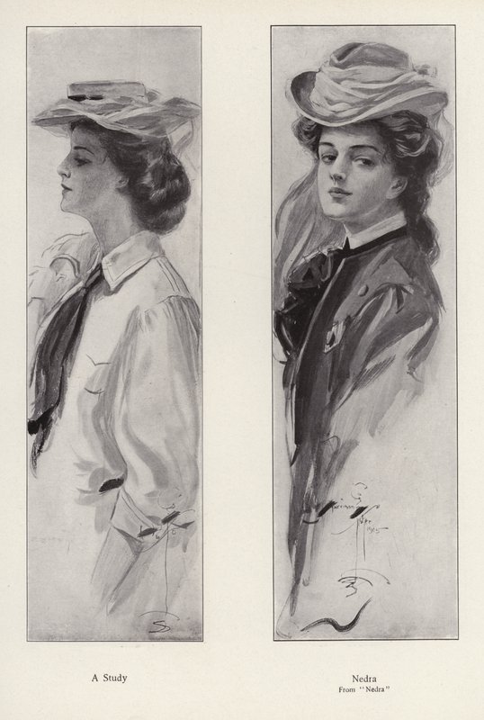 Karakteren Nedra fra romanen Nedra, af George Barr McCutcheon (litho) af Harrison Fisher