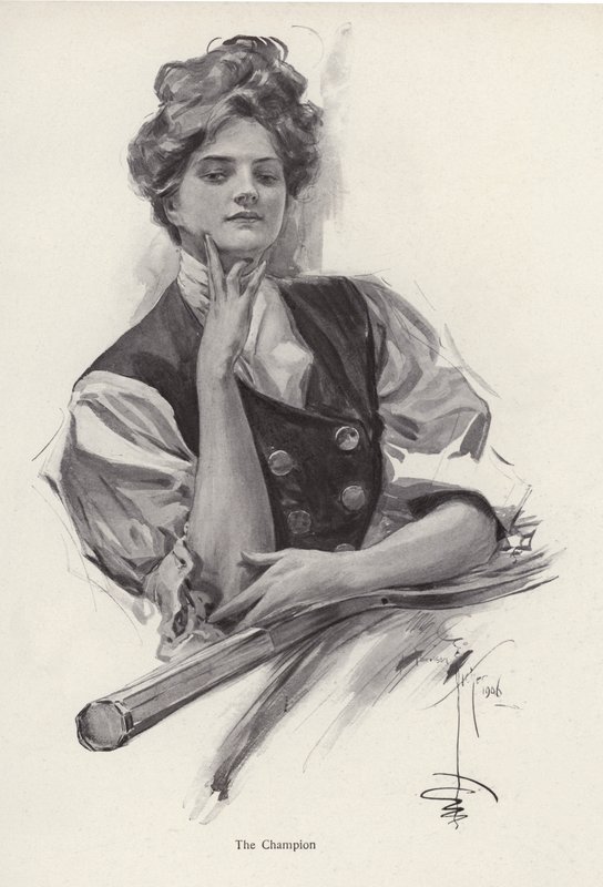 Ung kvinde, tennismester (litho) af Harrison Fisher