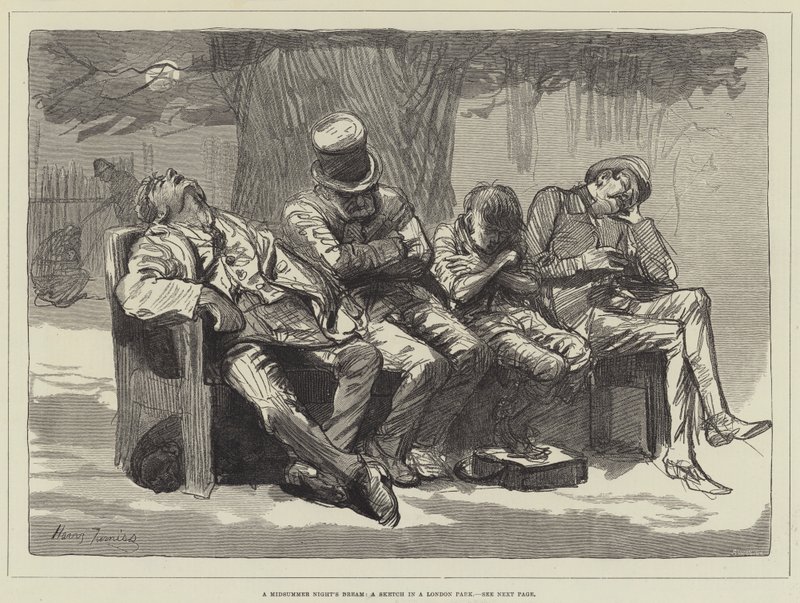 En skærsommernatsdrøm, en skitse i en London Park af Harry Furniss