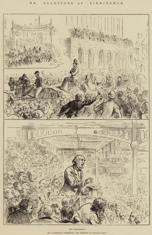 Mr Gladstone i Birmingham af Harry Furniss