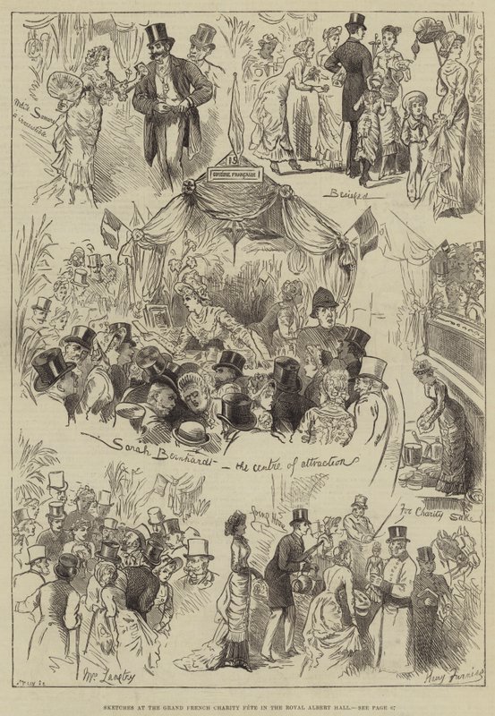 Skitser ved Grand French Charity Fee i Royal Albert Hall af Harry Furniss