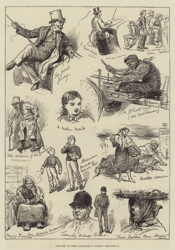 Skitser af irsk karakter i Dublin af Harry Furniss