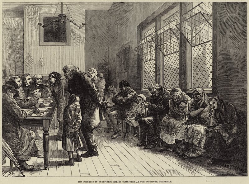 Nøden i Sheffield, nødhjælpskomité ved instituttet, Sheffield af Harry Furniss