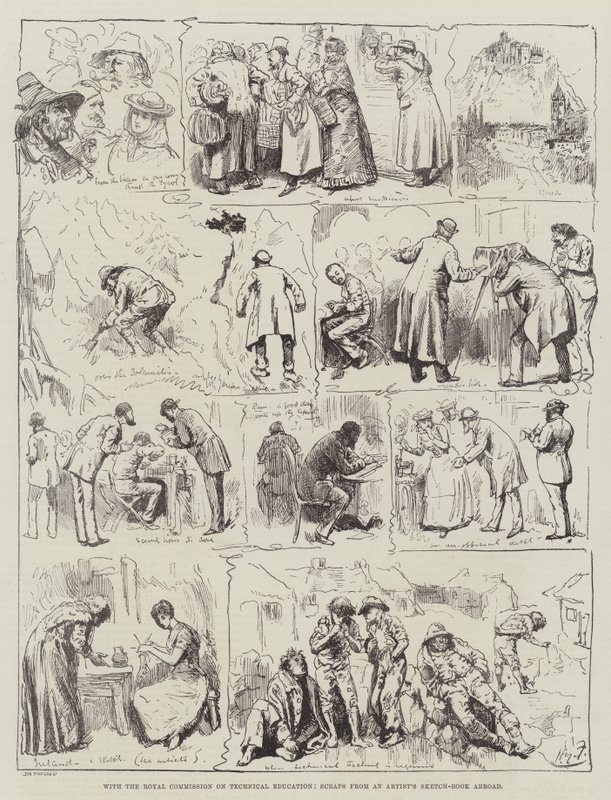 Med den kongelige kommission for teknisk uddannelse, stykker fra en kunstners skitsebog i udlandet af Harry Furniss