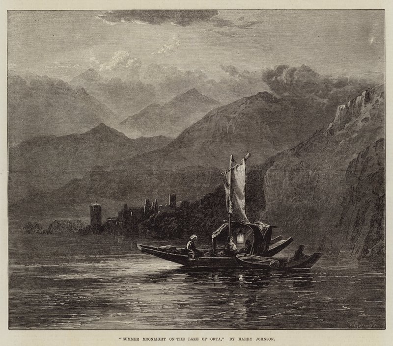 Sommermåneskin på Orta-søen af Harry John Johnson