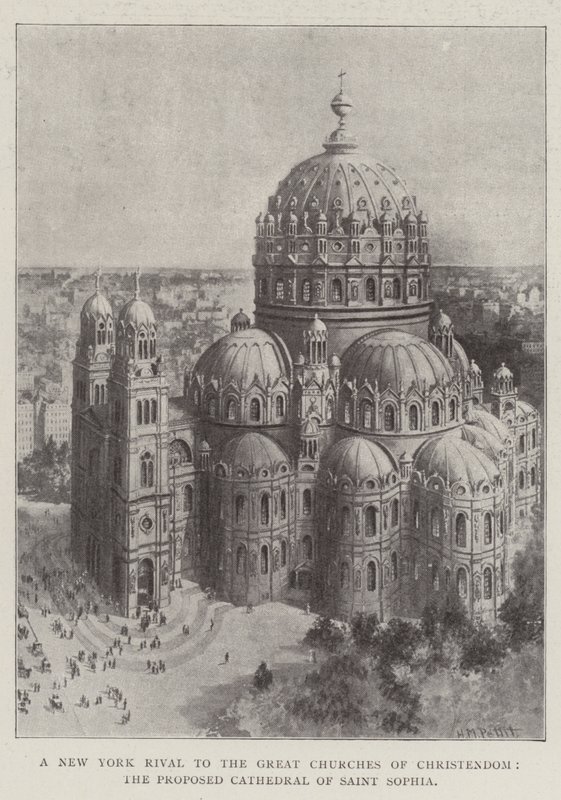En rival i New York til kristenhedens store kirker, den foreslåede katedral i Saint Sophia af Harry M. Pettit