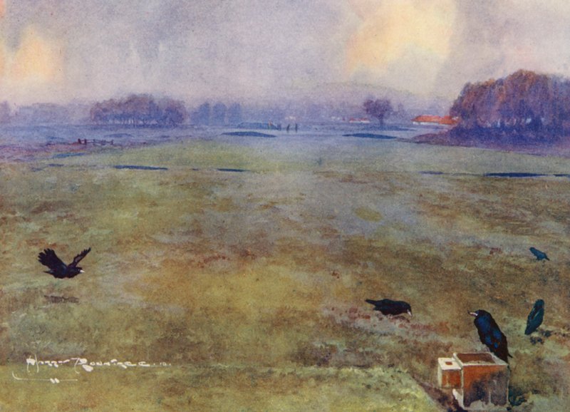 Golfbaner: Mid-Surrey, det tiende hul (farvelitografi) af Harry (1878 1950) Rountree