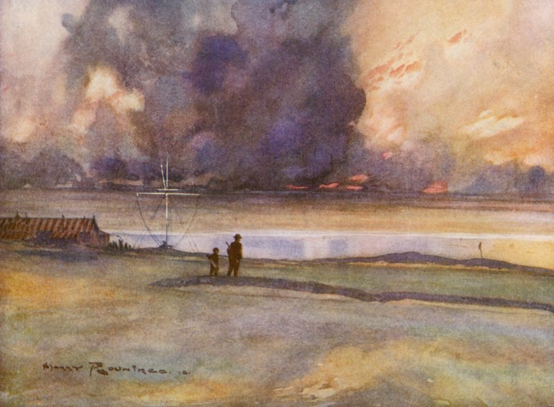 Golfbaner: Porthcowl, på vej til den attende green (farvelitografi) af Harry (1878 1950) Rountree