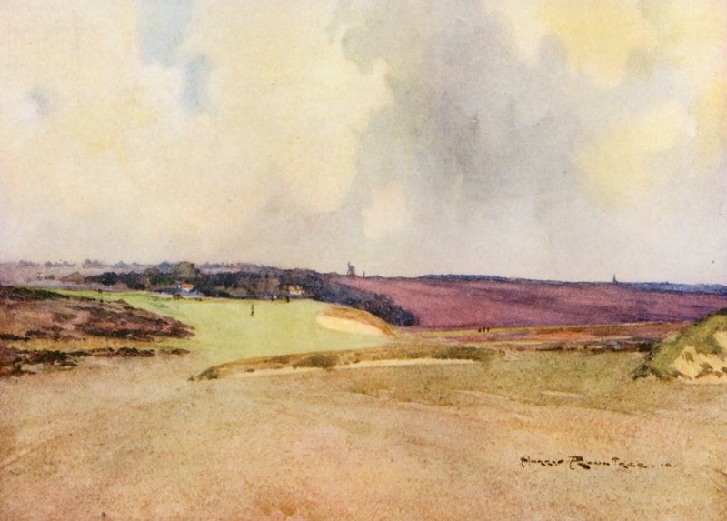 Golfbaner: Walton Heath, andet slag på syvende hul (farvelitografi) af Harry (1878 1950) Rountree