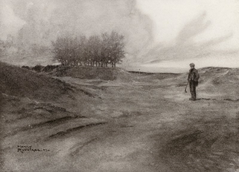 Golfbaner: Wimbledon, på fælleden (litografi) af Harry (1878 1950) Rountree