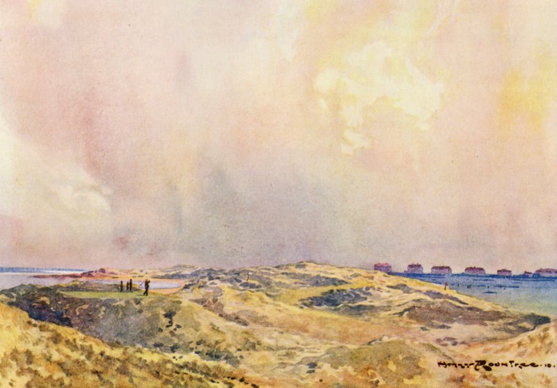 Golfbaner: Hoy-søen, den tolvte tee (farvelitografi) af Harry (1878 1950) Rountree