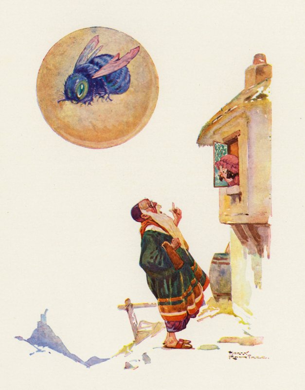 Dragen i månen (farve litho) af Harry Rountree