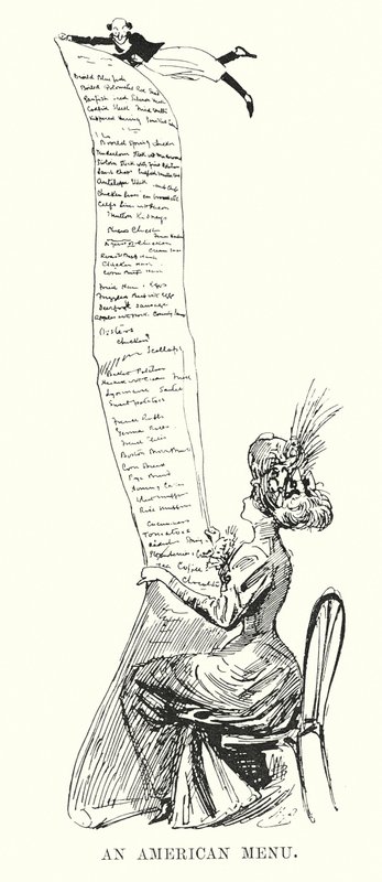 Amerikansk menu (litografi) af Harry (after) Furniss