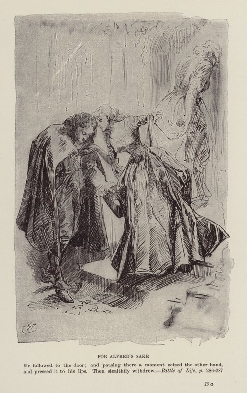 Julebøger af Charles Dickens: Kampen om livet (litografi) af Harry (after) Furniss