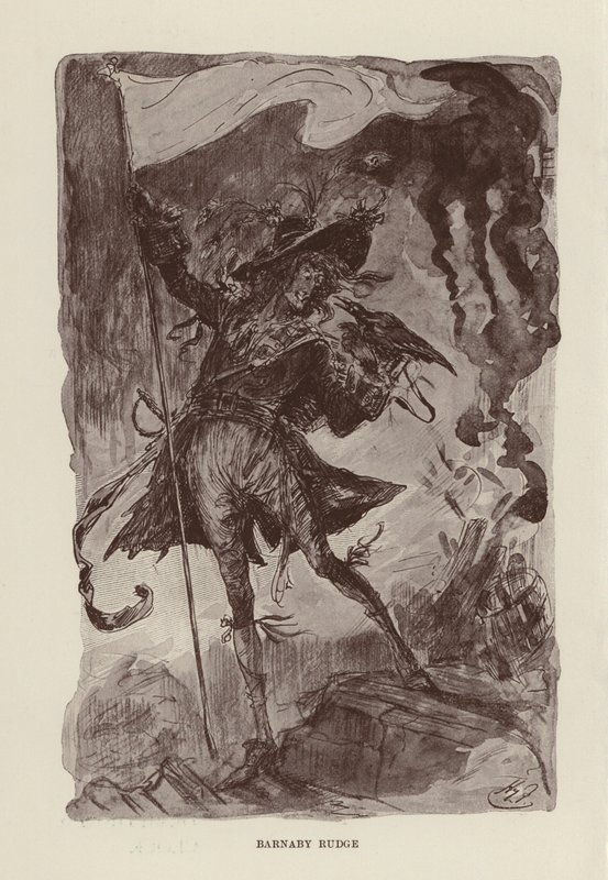 Illustration til Barnaby Rudge af Charles Dickens (litografi) af Harry (after) Furniss