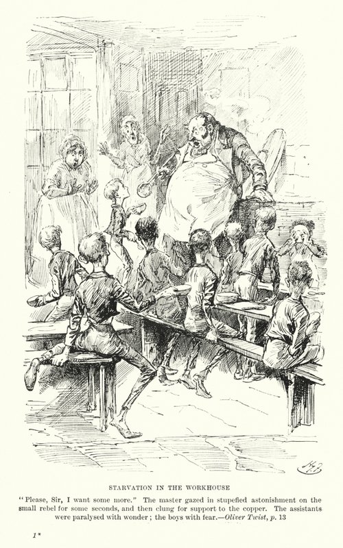 Illustration til Oliver Twist af Charles Dickens (litografi) af Harry (after) Furniss