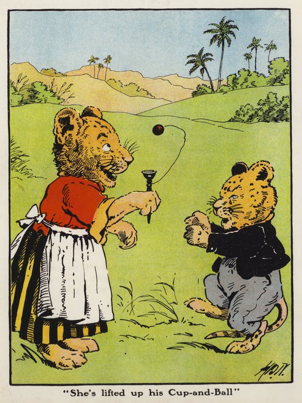"Hun har løftet sin Cup-and-Ball" (farve litho) af Harry B Neilson