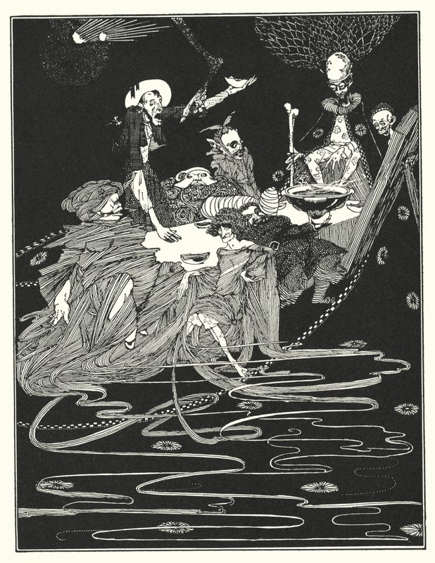 Edgar Allan Poe: Kong Pest (litografi) af Harry Clarke