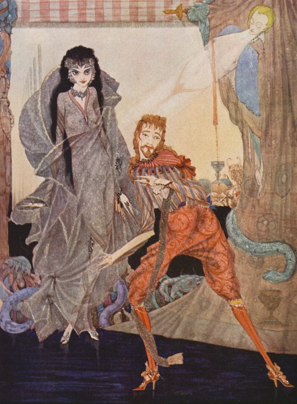 Edgar Allan Poe: Ligeia (farvelitografi) af Harry Clarke