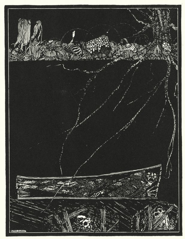 Edgar Allan Poe: Den for tidlige begravelse (litho) af Harry Clarke