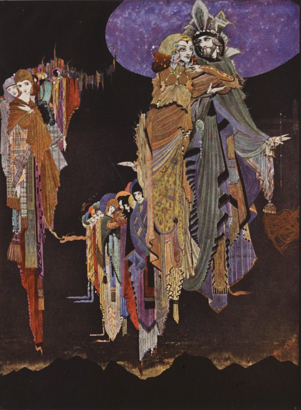 Edgard Allan Poe: The Colloquy of Monos and Una (farvelitografi) af Harry Clarke