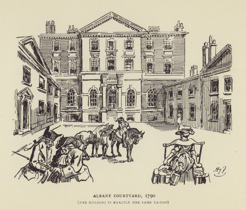 Albany Courtyard, 1790, Bygningen er nøjagtig den samme i dag af Harry Furniss