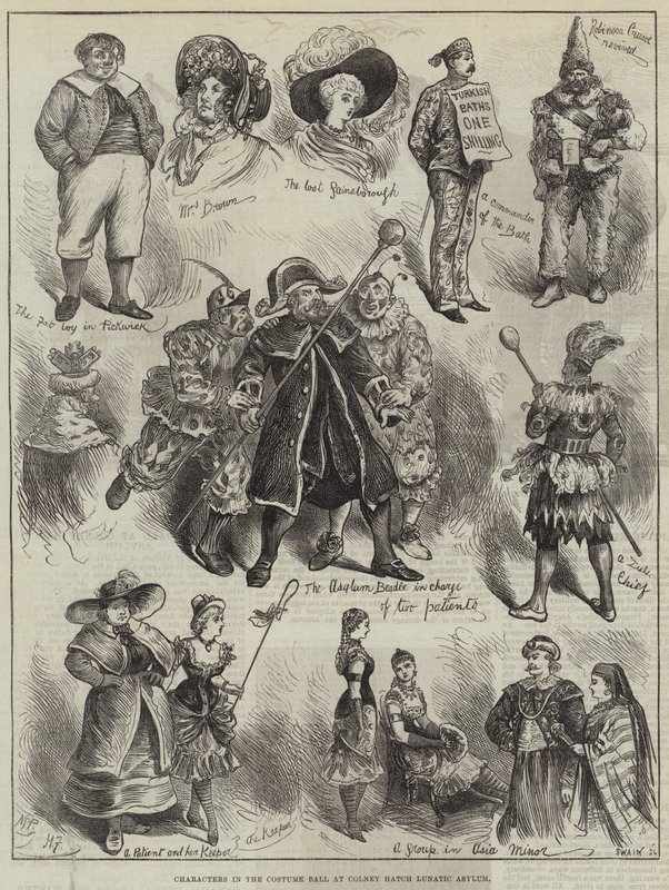 Karakterer i kostumebal på Colney Hatch Lunatic Asylum af Harry Furniss
