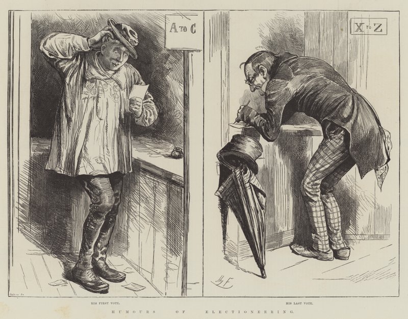 Humor om valgkamp af Harry Furniss