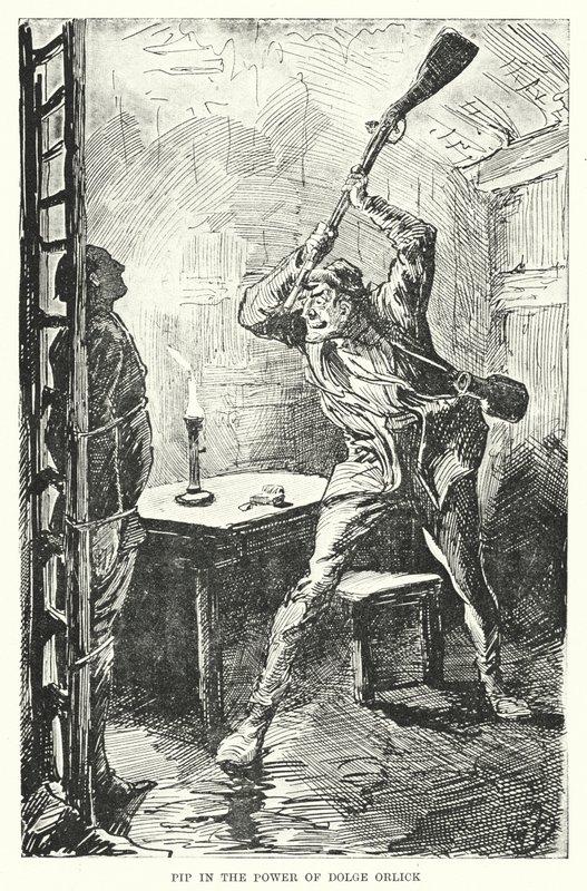 Illustration til store forventninger af Charles Dickens (litho) af Harry Furniss