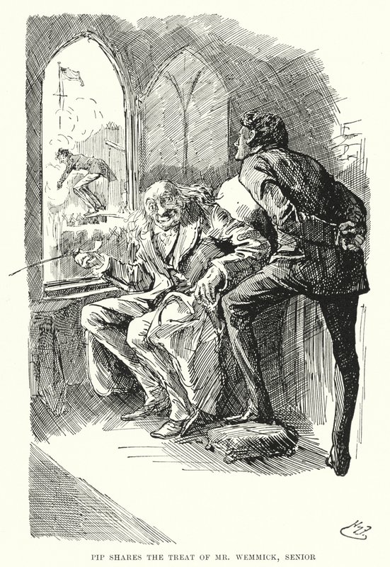 Illustration til store forventninger af Charles Dickens (litho) af Harry Furniss