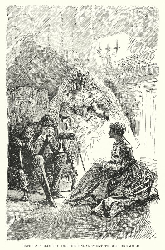 Illustration til store forventninger af Charles Dickens (litho) af Harry Furniss