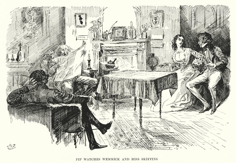 Illustration til store forventninger af Charles Dickens (litho) af Harry Furniss