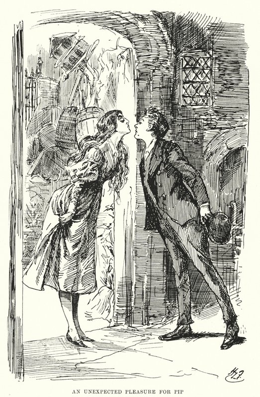 Illustration til store forventninger af Charles Dickens (litho) af Harry Furniss