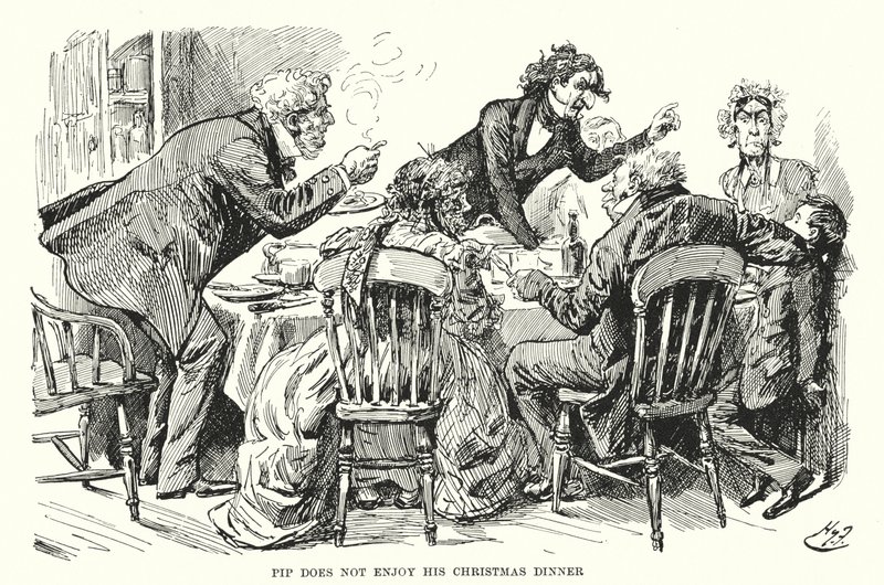 Illustration til store forventninger af Charles Dickens (litho) af Harry Furniss