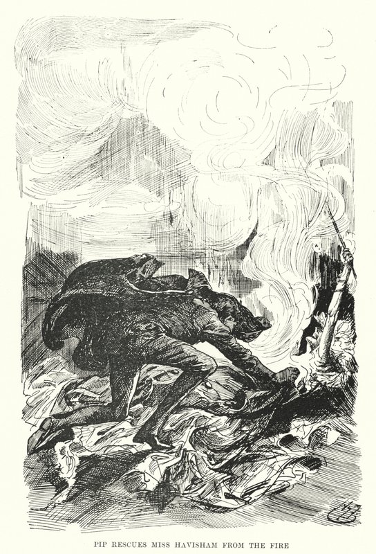 Illustration til store forventninger af Charles Dickens (litho) af Harry Furniss