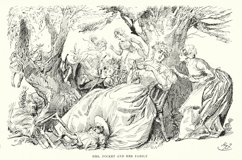 Illustration til store forventninger af Charles Dickens (litho) af Harry Furniss