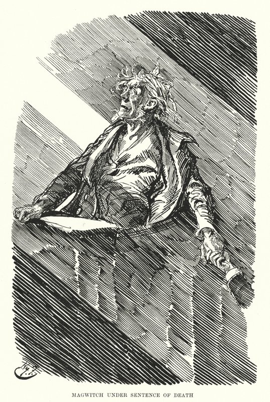 Illustration til store forventninger af Charles Dickens (litho) af Harry Furniss