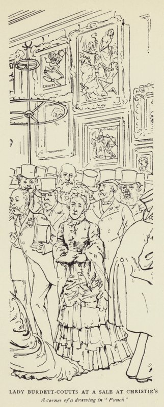 Lady Burdett-Coutts på et salg hos Christies af Harry Furniss